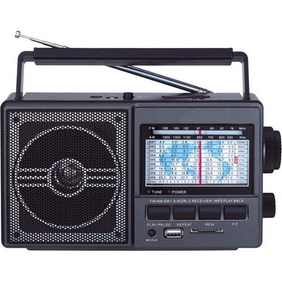 11 Band AM/ FM/ SW Portable Radio w/ MP3 Playback