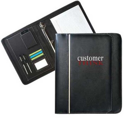 Zippered Leatherette Binder Portfolio