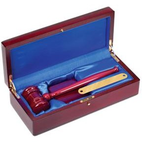 10" Gavel Set in Rosewood Piano Finish Case