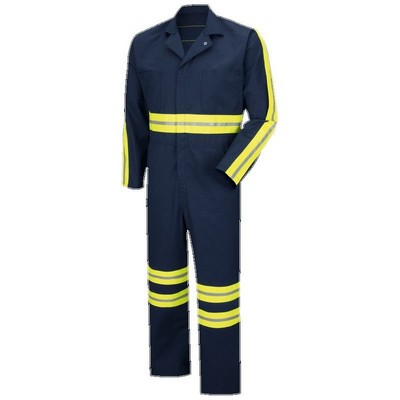 Red Kap™ Men's Enhanced Visibility Twill Action Back Coverall - Navy Blue/Yellow/Silver