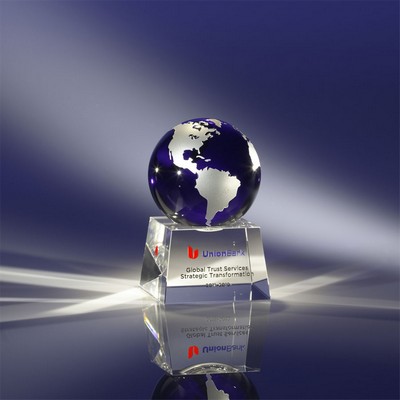 Revolving Blue Crystal Globe Award