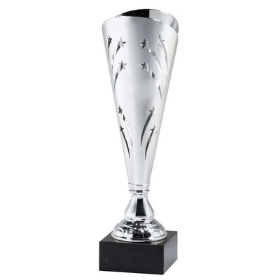 Silver Metal Stars Trophy Cup 13 3/4" H