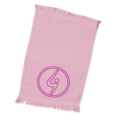 T100 Fingertip Fringed Towel 11x18 Light Pink - (Printed)