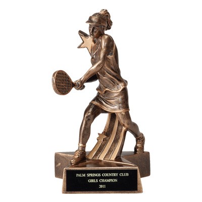 7 ½" Resin Tennis Trophy w/Female Figure & Shooting Star