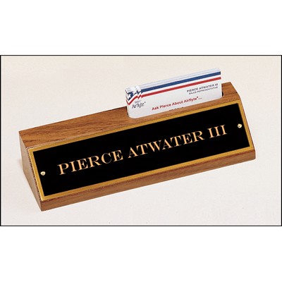 8" Walnut Name Plate with Business Card Holder