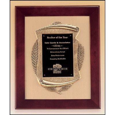 Rosewood Piano Finish Frame Plaque with Cast Relief (14" x 17")