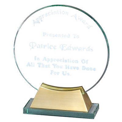 Be Noticed Circular Glass Award with Gold Metal Base - 7'' H