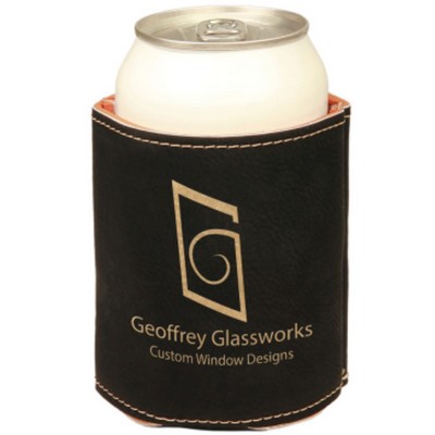 Beverage/Can Holder - Black - Leatherette