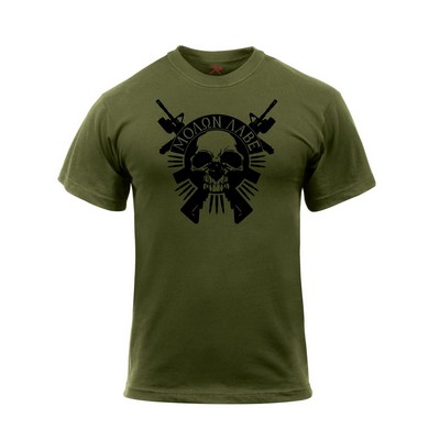 Olive Drab Molon Labe Skull T-Shirt (S to XL)