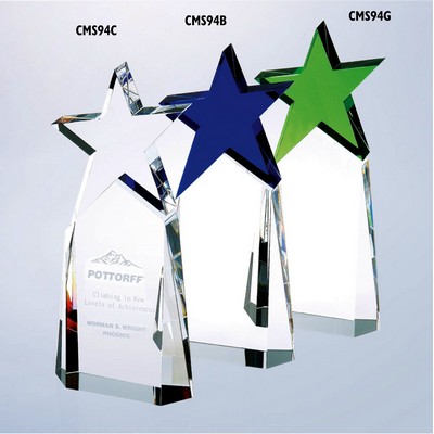 Mighty Star Optic Crystal Award w/Green Star