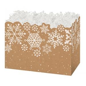 Small Kraft Snowflakes Theme Gift Basket Box