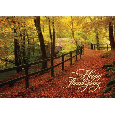 Leaf-Strewn Lane Thanksgiving Cards