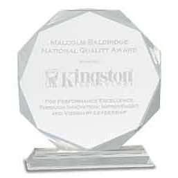 Gem Cut Crystal Octagon Award, 8"H