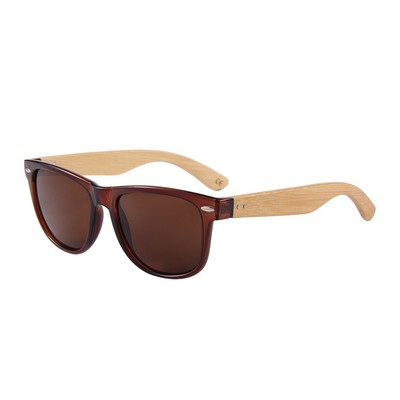 Bamboo Sunglasses - Gradient Brown Lenses - Clear Brown Frames