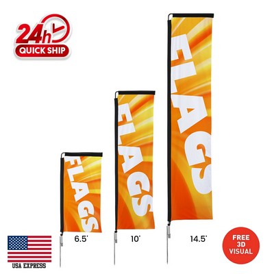 14' Double-Sided Rectangle Flag w/Cross Base