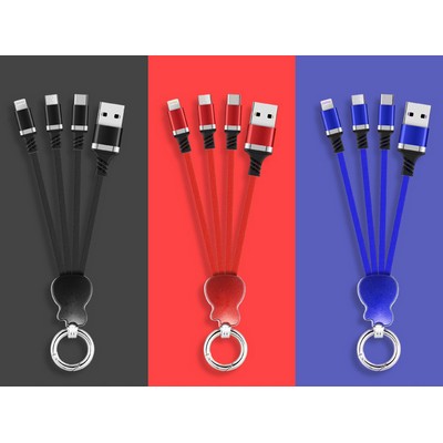 Protable 6" 3 in 1 USB Fast Charger Cables With Key Chain