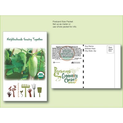 Organic Cucumber Marketmore 76 Seed Packet- Postcard Mailer Size (4" x 6.5")