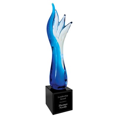 17" Blue Aspire Art Glass Award