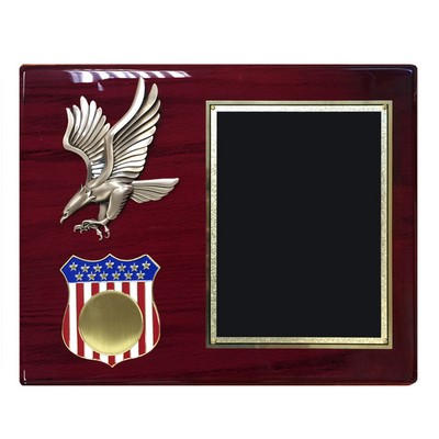 Eagle & American Shield Plaque w/2" US Military Insert (8" x 10")