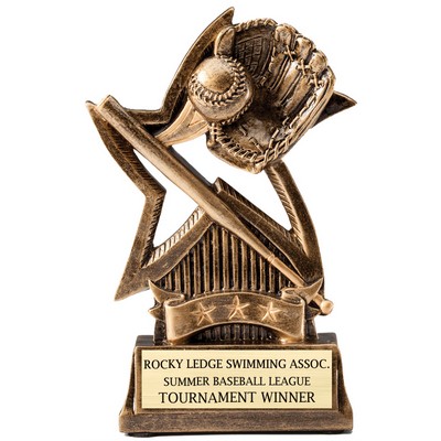 6" Baseball Sweeping Star Resin Trophy