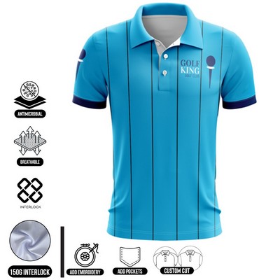 Unisex & Kids' Full Sublimation Performance Short Sleeve Polo - 1-Way Stretch Performance Interlock