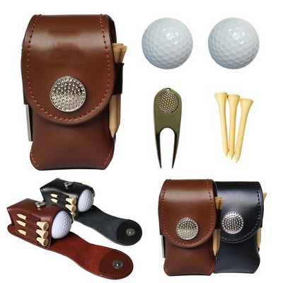 Vintage Leather Golf Ball Pouch Golf Bag Waist Belt Pack