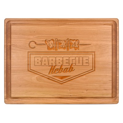 15" x 20" x 1 1/4" Cherry Rectangular Butcher Block with Juice Groove