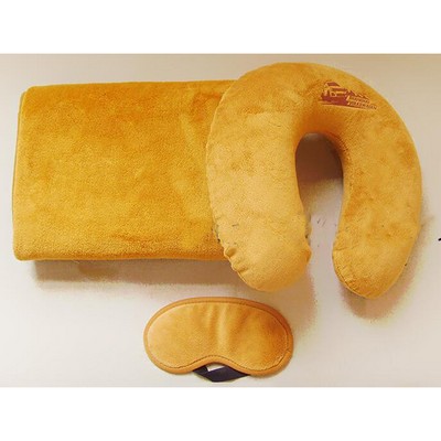 Travel Sleep Set- Inflatable Neck Pillow, Eye Mask & Blanket