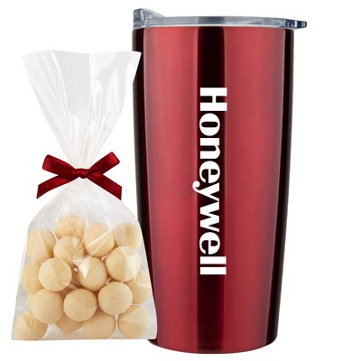 Promo Revolution - 20 Oz. Vacuum Sealed Straight Tumbler Gift Set w/Sugar Cookie Bites Mug Stuffer