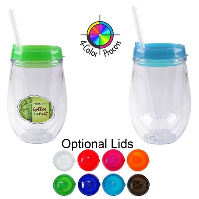 10 Oz. Bev2Go - Acrylic Double Wall Tumbler with Aqua Lid (4 Color Process)