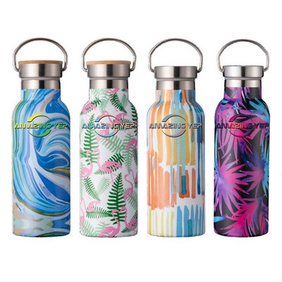 Color Portable Stainless Bottle W/ Carrying Strap 15oz.