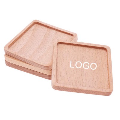 Square Wood Coasters with Groove