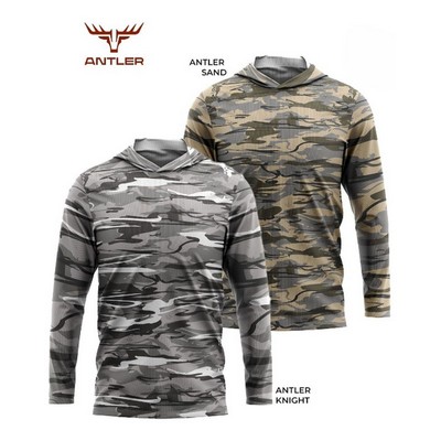 4.4 oz. Antler® Men's Polyester Interlock Hooded T-Shirt