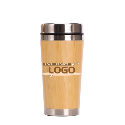 15 OZ Bamboo Vacuum Thermos Tea Mug