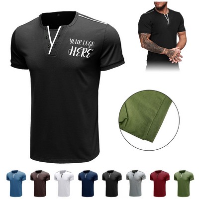 Men's Casual V Neck T Shirts Short Sleeve