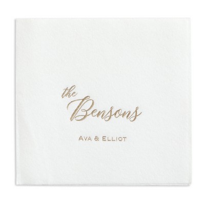 Personally Your Own Premium Beverage Napkin w/uncoined Edge (White)