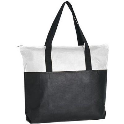 18 " x 15 " Laminated Non-Woven Zippered Tote Bag