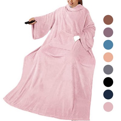 Fleece Blanket With Sleeves