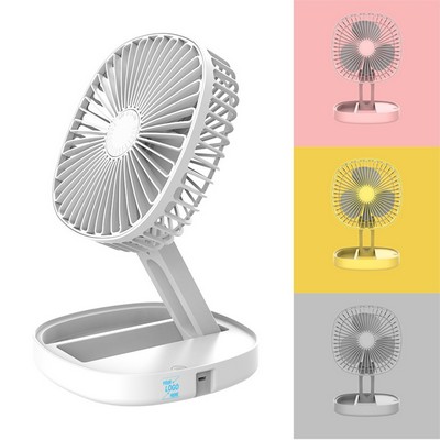 Portable Foldable USB Desk Fan with Storage Tray