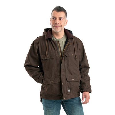 Berne Apparel Men's Heartland Washed Duck Zip-Off Hooded Coat