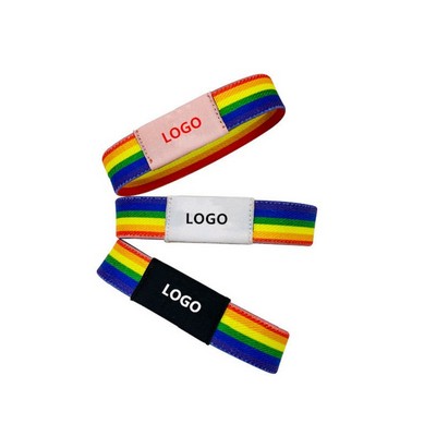 Rainbow Elastic Wristband w/ Woven Label