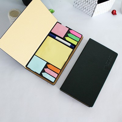 Black Leatherette Flip-Top Sticky Note Set