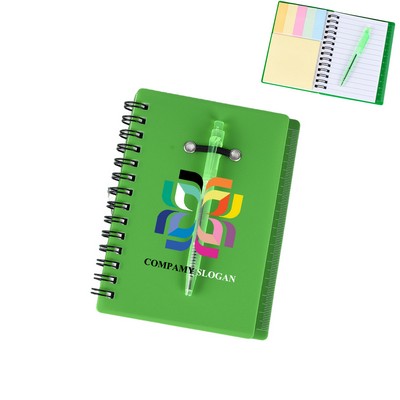 Spiral Notebook with Pen and Sticky Notes