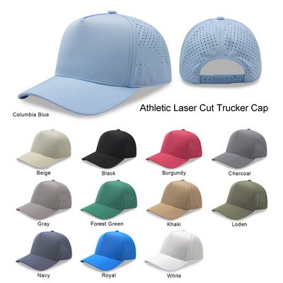 5 Panel Sport Trucker Cap w/Laser Cut Mesh Back