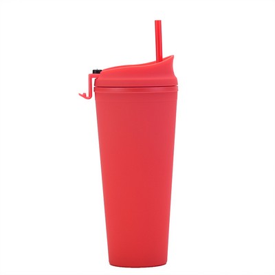 Double-layer Plastic Straw Cup Multi-color Outdoor Water Cup