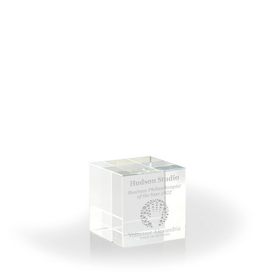 Crystal Cube Paperweight - Medium