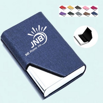 Stainless Steel PU Leather Business Card Holder Case