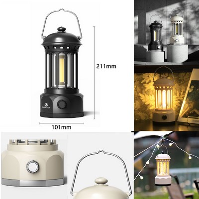 Camping Lantern Vintage LED Light Portable Waterproof Outdoor Tent Bulb Retro Warm Camp Light