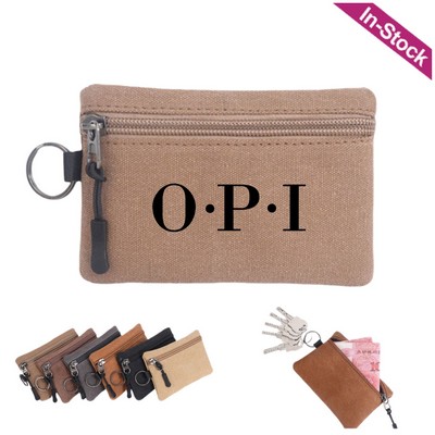 Small Zippered Coin Pouch with Key Ring