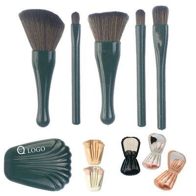 Shell Portable Travel Contour Makeup Brush Set 5Pcs